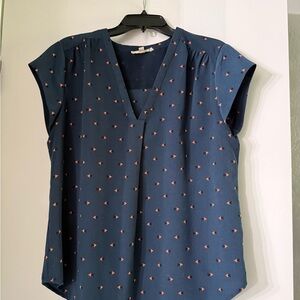 Navy Blue Printed Women's Top